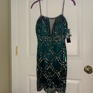 FREE SHIPPING NWT Cocktail Prom wedding Sequined Dress size 1/2